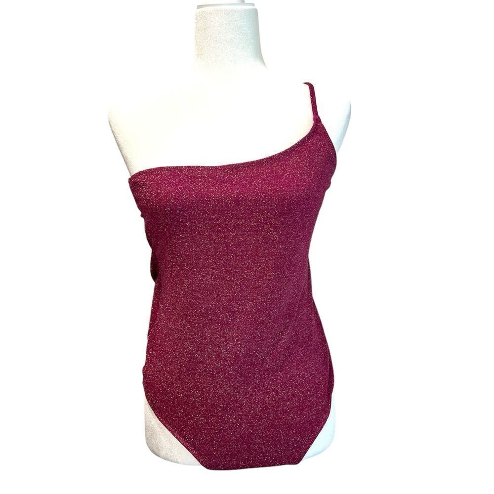 GOOD AMERICAN One Shoulder One Piece Hawiian Pink Swimsuit Size XL